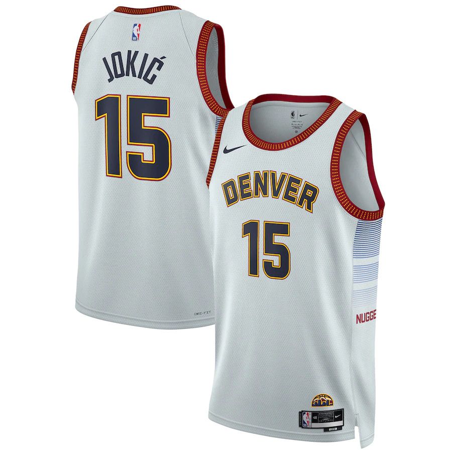Men Denver Nuggets #15 Nikola Jokic Nike Silver City Edition 2022-23 Swingman NBA Jersey->dallas mavericks->NBA Jersey